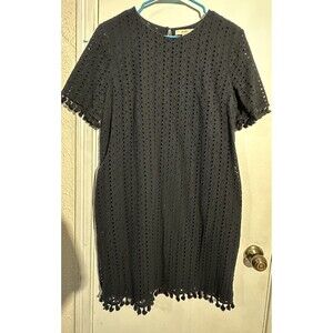 Lark & Ro Short-Sleeve Eyelet Shift Dress Size L